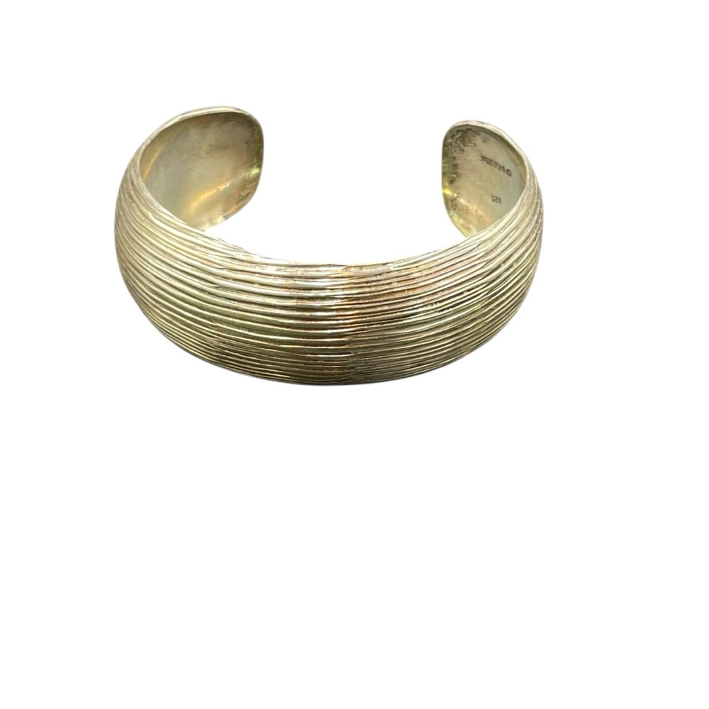Sterling Silver Textured Cuff Bracelet Mexico